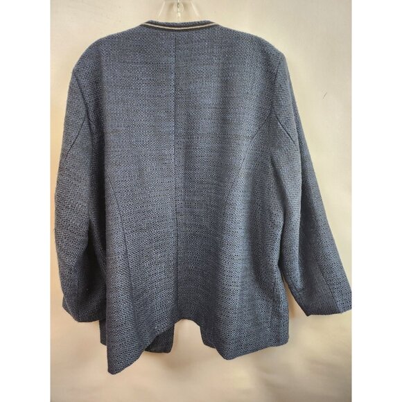 CJ Banks Womens Tweed Blazer Jacket Size 2X Navy Blue Open Carrier Academia NEW - Picture 9 of 9